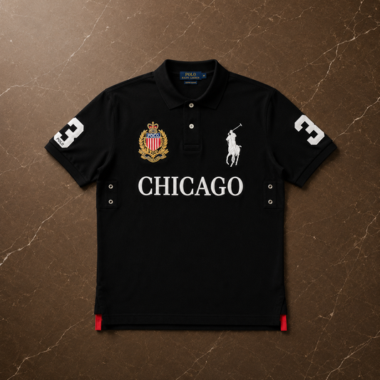 CHICAGO BLACK AND RED POLO